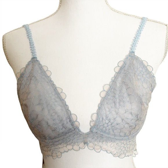 Free People Lucia Underwire Lace Bra Blue 34C - Picture 5 of 8